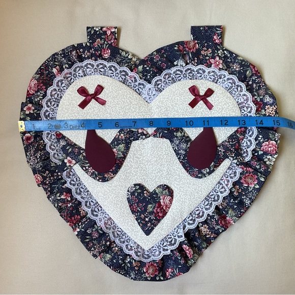 Hand Crafted Heart Wall Decor with Floral and Lace Accents - Picture 6 of 7